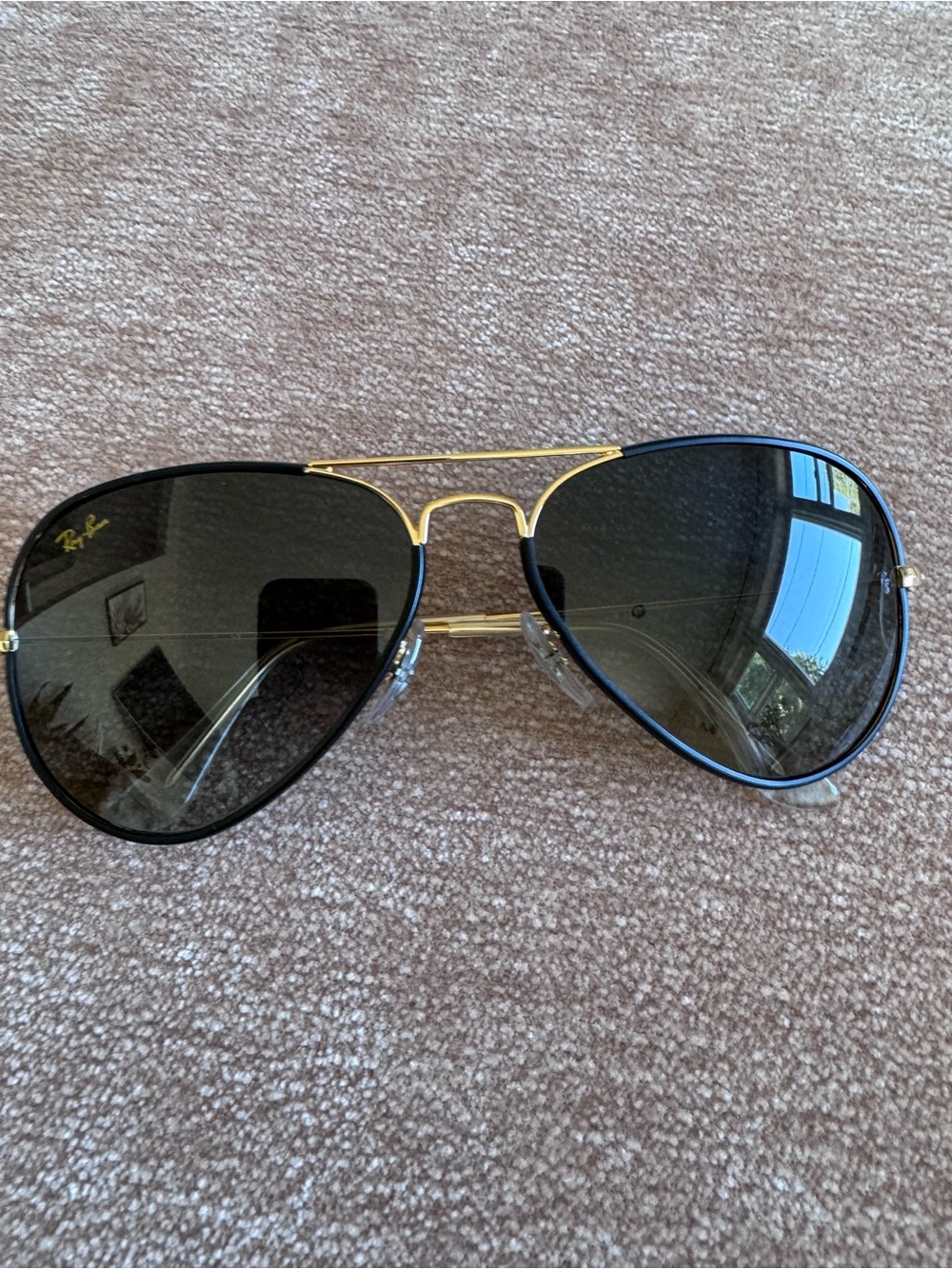 Ray-Ban Aviator Sunglasses Black Lenses Gold Frame